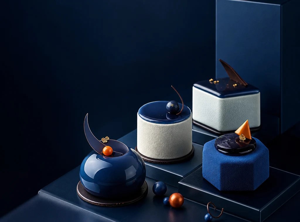 Semifreddi porzionati in stampi, decorati con panna montata